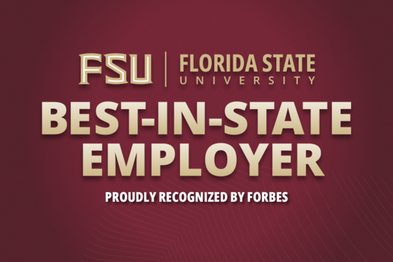 Garnet background with gold writing Best-in-state Employer Proudly recognized by Forbes
