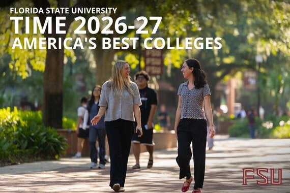 FSU TIME 2026-2027 America's Best Colleges over image of students walking on campus.