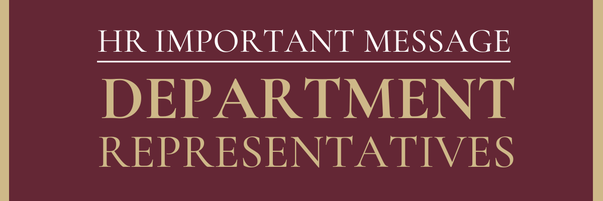 Garnet Box with gold writing that reads: Message to department representatives