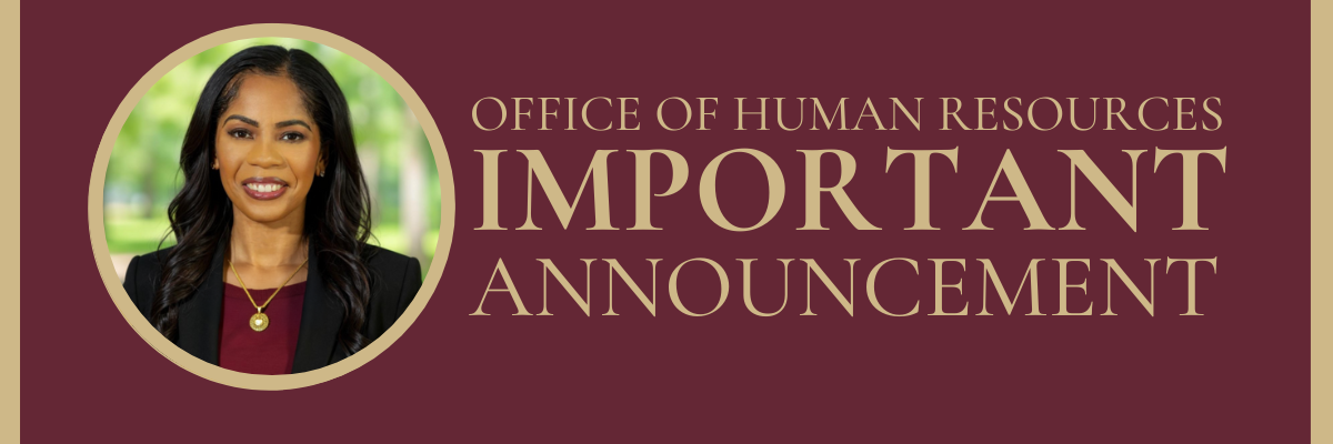 Garnet Box with gold writing that reads: Important Announcement and a headshot of AVP Renisha Gibbs