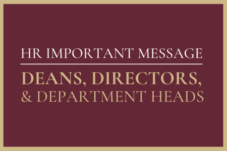 Garnet Box with gold writing that reads: Message to deans, directors, department heads, and department representatives