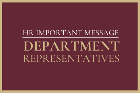 Garnet Box with gold writing that reads: Message to department representatives